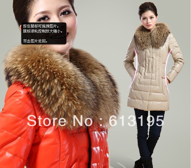 2013 autumn winters (new) back word case heavy hair brought sheep skin down jacket/ydx147
