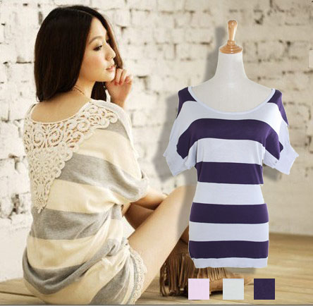 2013 autumn women's 2181 sweet back loose batwing shirt cutout thin half sleeve sweater