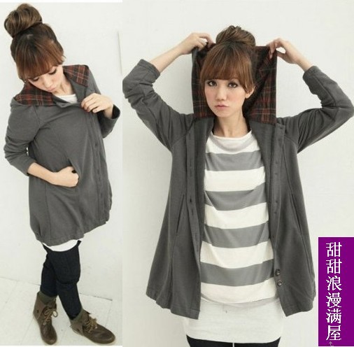 2013 autumn women's 93183 casual all-match plaid lining hooded outerwear