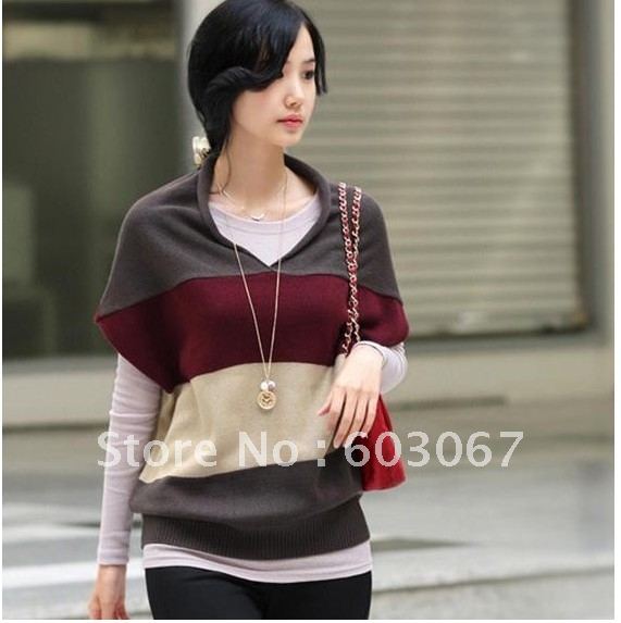 2013 autumn women's batwing sleeve knitted outerwear plus size loose pullover sweater