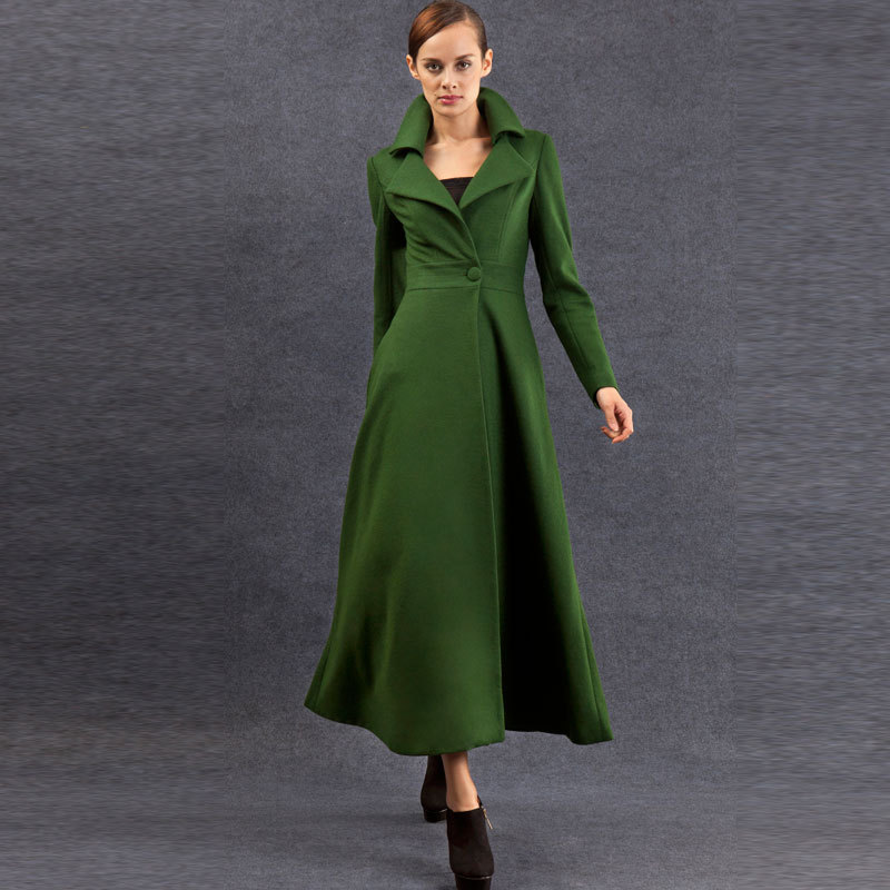 2013 autumn women's slim long sleeve length solid color woolen overcoat fy-601