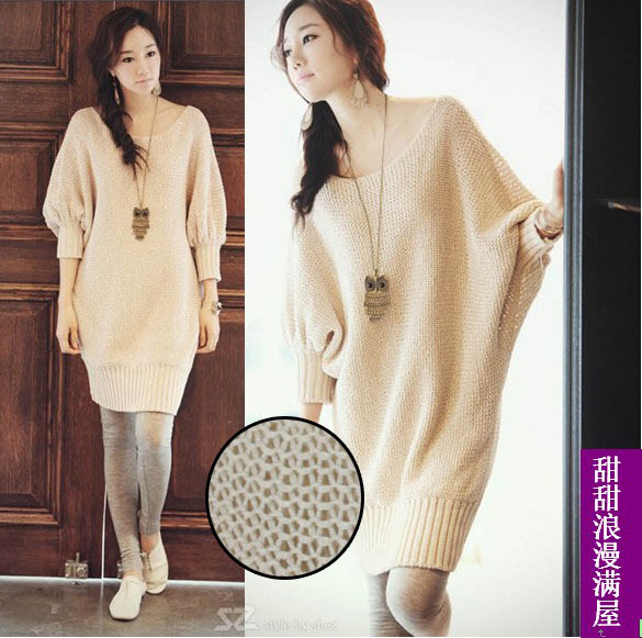 2013 autumn women's three quarter sleeve cutout design long sweater 2433 high quality