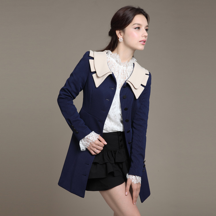 2013 autumn women's trench female outerwear spring and autumn medium-long slim trench outerwear 5188