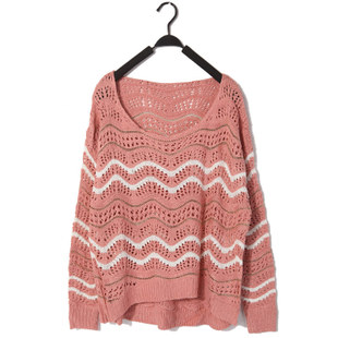 2013 autumn women's ubiquitous1 corrugated loose long-sleeve cutout sweater