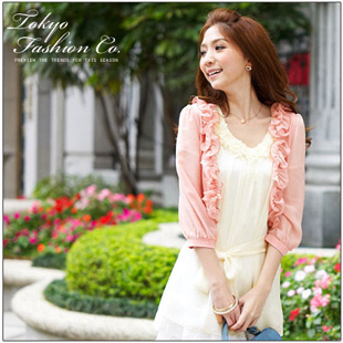 2013 autumn women's wave border three quarter sleeve sun protection clothing outerwear