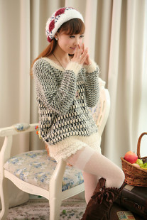 2013 AYILIAN new arrival sweater vintage preppy style sweater plaid pullover thermal knitted outerwear