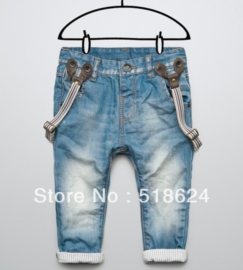 2013 Baby Boys/Girls Overall Jeans with long Trousers, high quality Fashion Kids pants, 7pcs/lot promotion!