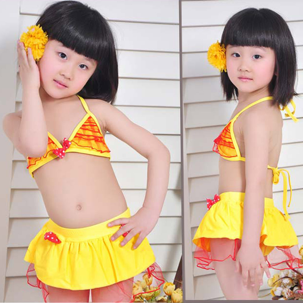 2013 Baby swimwear child swimwear female child bikini girl swimwear split skirt dance Free Shipping