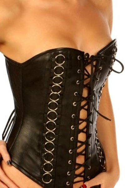 2013 back strap black leather body shaping corset vest 5268