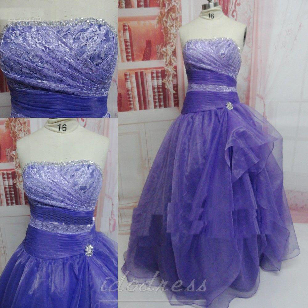 2013 Beautiful Lace Purple Lace Up Back Organza Handmade Quinceanera Gown