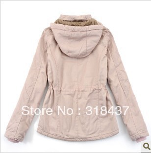 2013  berber fleece liner drawstring cap tooling slim cotton-padded jacket