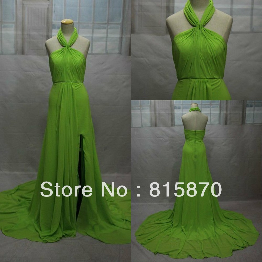 2013 best seller Real sample  100% quality guarantee halter chiffon    beautiful  evening dress