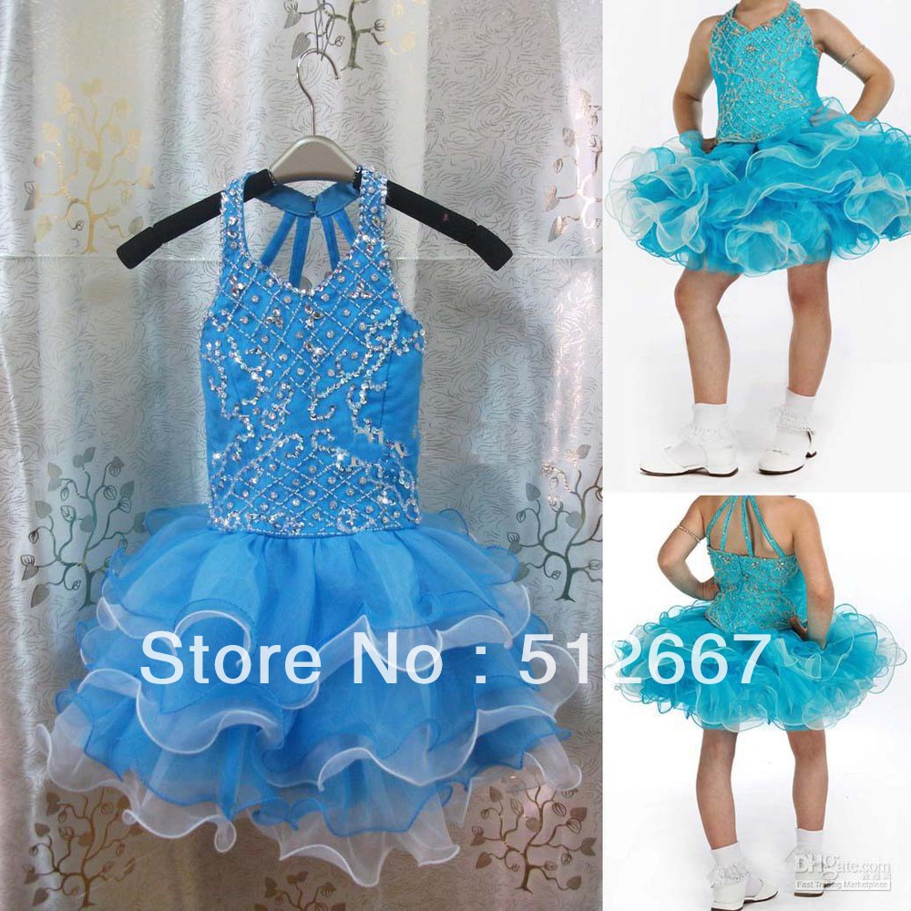 2013  Best-selling Beautiful Halter Beading Mini Cute Flower Girl Dress Girl's Pageant Dresses