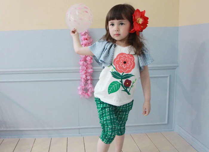 2013 Best Selling Children Kids Clothing Girls Flower Design Short Sleeve Summer Wear HOT Selling  5 pcs  a lot