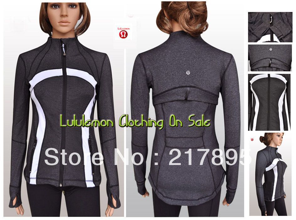 2013 Best Selling Lululemon Define Jacket For Women, Lu lu lemon Outwear For Cheap, Grey With White Lulu Logo, Superb Quality!