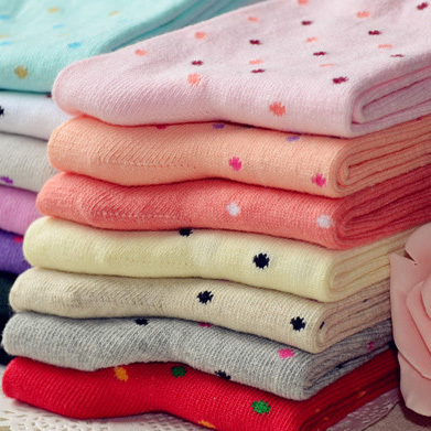 2013 Best selling woman's cotton socks ,cute dot  candy color cotton socks
