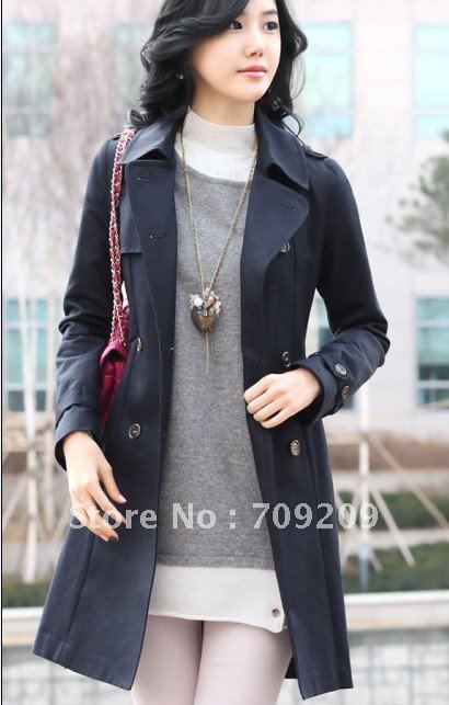 2013 Black Korean version Slim New fashion Lady women's long sleeve coat outwear trench coat