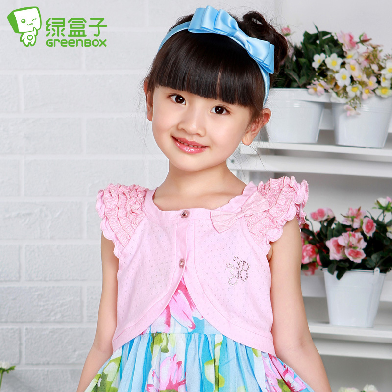 2013 Brand Children's clothing green box sweet fashion pumping   small cape summer FreeShipping