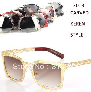2013 BRAND DESIGNER carved sunglasses women KAREN sun spectacles/sun cheaters SUMMER accessory BLACK/GUN/GOLD/SILVER/PURPLE/RED