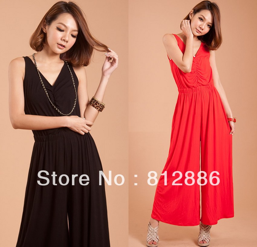 2013  Brand New one piece jumpsuit Black/ red jumpsuit for women sleeveless Jumpsuits & Rompers free shipping