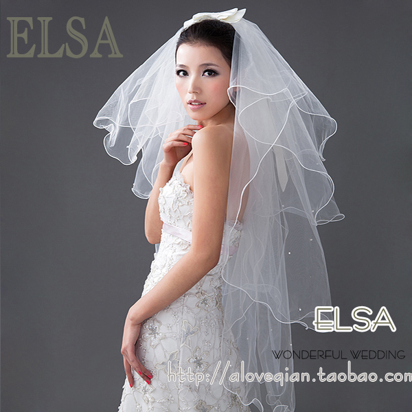 2013 bridal veil hair accessory wedding gloves accessories multi-layer bow veil