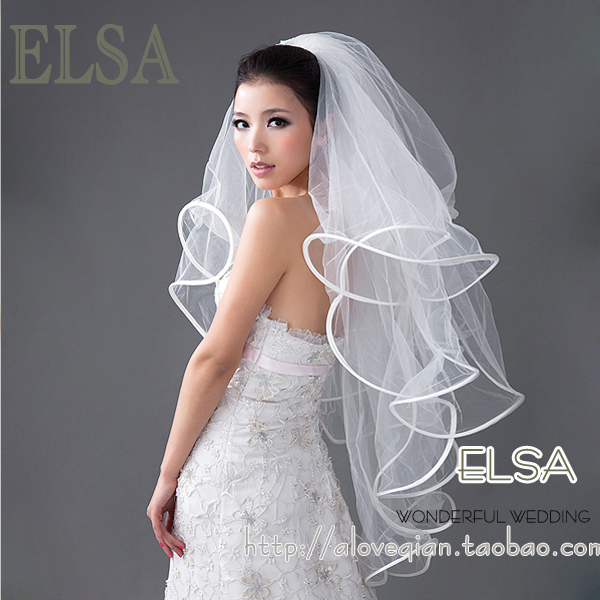 2013 bride long train design multi-layer veil wedding dress accessories fish bone multi-layer veil