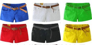 2013 Bright Colors Fahion Sexy Low Rise Women Cotton Shorts/Hot Pants, 5 Size, Free Shipping