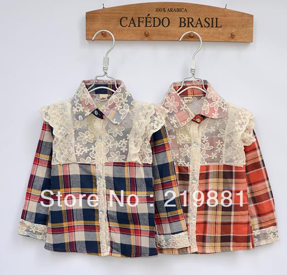 2013 bud silk plaid shirt lady girl's favorite hot baby clothes