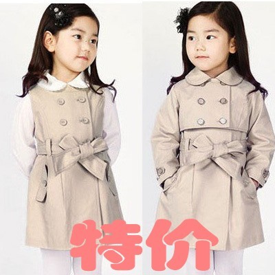 2013 cauasl girls trench coat double breasted kids children  twinset trench dress spring autumn winter