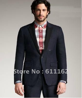 2013 cheapest suit shop!Contrast-Lapel Linen Blazer, Skinny Linen Pants custom made suit casual