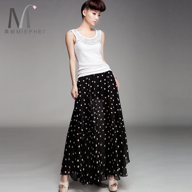2013 chiffon skirt bust skirt bohemia irregular half-length full dress q Leather dots stripes Geometry Geometry