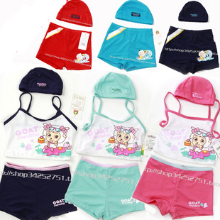 2013 child swimwear swimming trunks set swimwear belt swimming cap child swimwear set