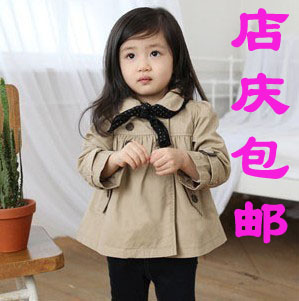 2013 child trench spring and autumn outerwear short design doll trench bib
