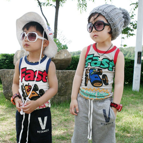 2013 child vest male girls clothing sleeveless cotton T-shirt 100% 7e-8 fast vest