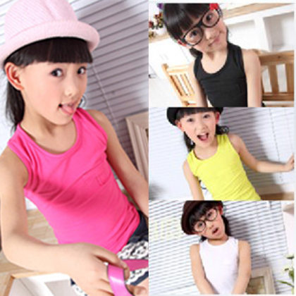 2013 children's basic shirt  casual sleeveless vest 100% cotton t-shirt 6051