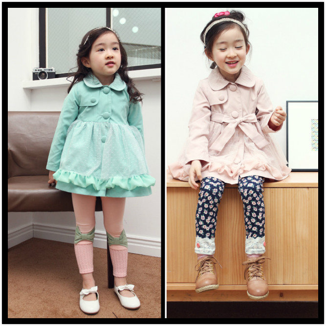 2013 children's clothing berry female child solid color trench c026193