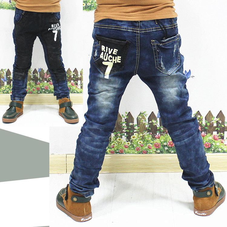 2013 children's clothing boy's and girl's elastic denim jeans casual trousers