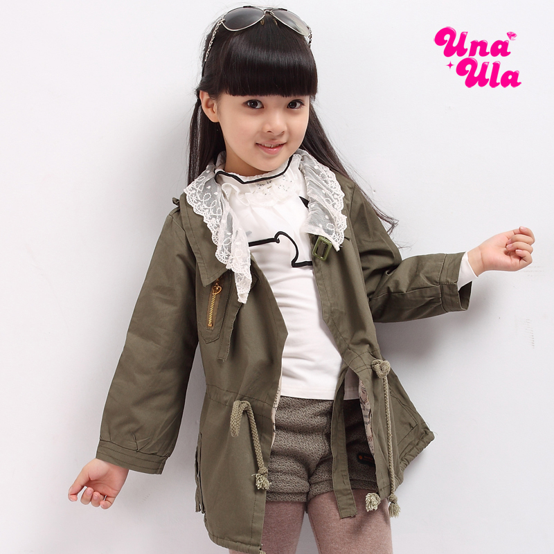 2013 children's clothing economics at loyola female child lace collar trench outerwear plus cotton boys trench