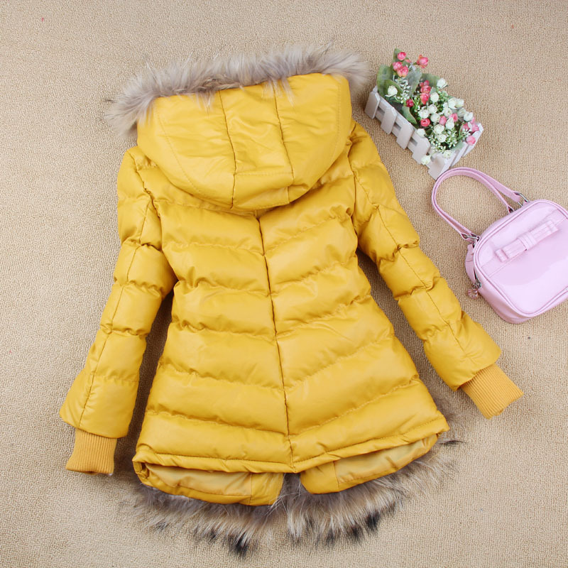 2013 children's clothing female child quality with a hood genuine leather medium-long child down cotton leather wadded jacket