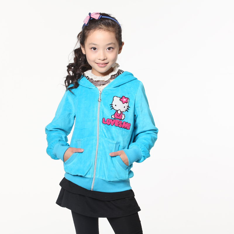 2013 children's clothing female child spring and autumn with a hood zipper sweater sweatshirt casual sweatshirt outerwear female