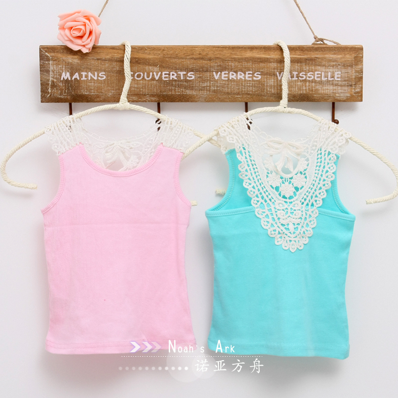 2013 children's clothing female child summer lace decoration o-neck sleeveless T-shirt kk021