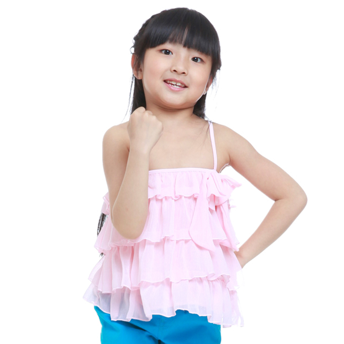 2013 children's clothing female paragraph cute child pink spaghetti strap vest female child