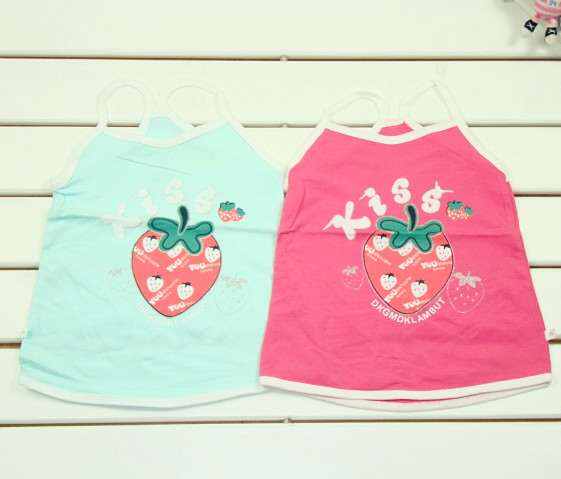 2013 children's clothing shorts 100% cotton female child girl sweet strawberry spaghetti strap top