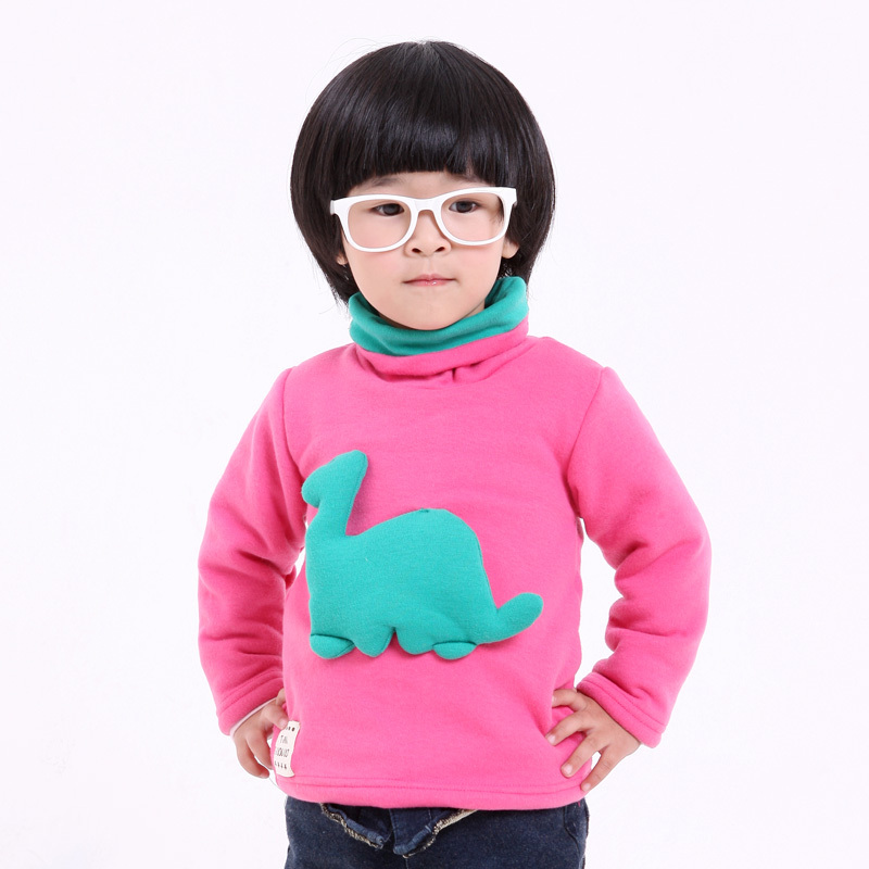 2013 children's spring and autumn clothing children plus velvet basic winter turtleneck shirt child thermal sweatshirt