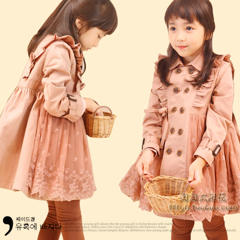 2013 children's spring and autumn clothing cotton-padded female child trench thickening outerwear medium-long child overcoat