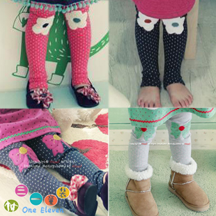 2013 children's spring and autumn clothing dot flower bow baby female child legging long trousers 3742