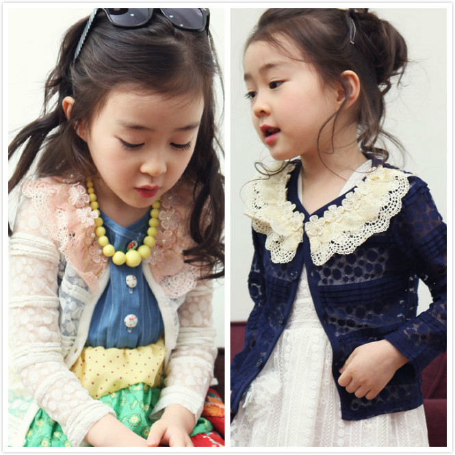 2013 children's spring clothing berry female child usuginu ruffle collar cardigan c079303