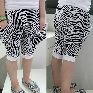 2013 children's summer clothing male child personality zebra print knee-length pants capris 4399 94