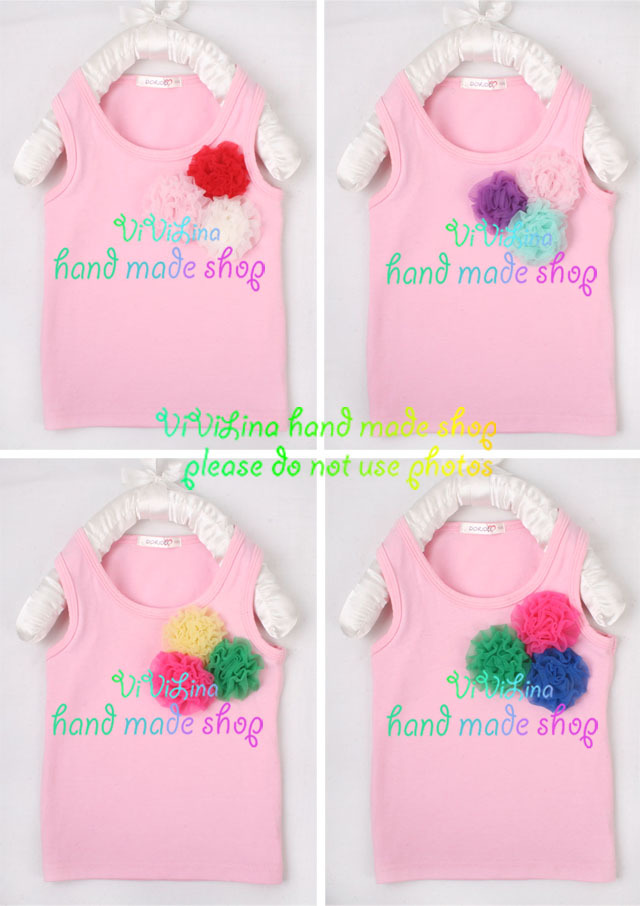 2013 children summer dress Child short-sleeve T-shirt sleeveless vest t-shirt top 4 flower baby