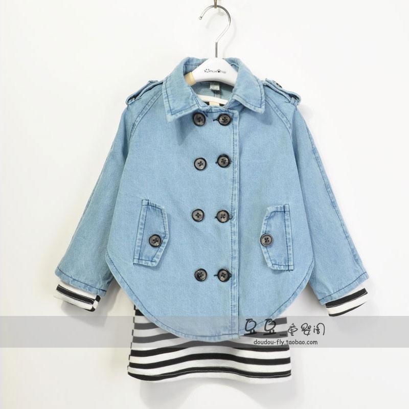 2013 clothing female child spring and autumn set twinset denim outerwear long-sleeve T-shirt